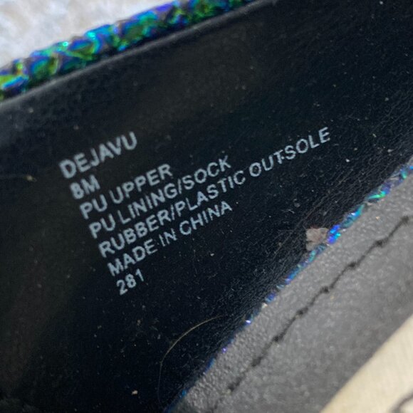 Steve Madden “Deja Vu” Iridescent Green Blue Platform Pumps | Size 8M | Glitter - Picture 8 of 8